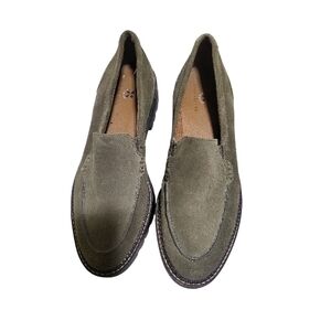 Olive Suede Loafers for Men